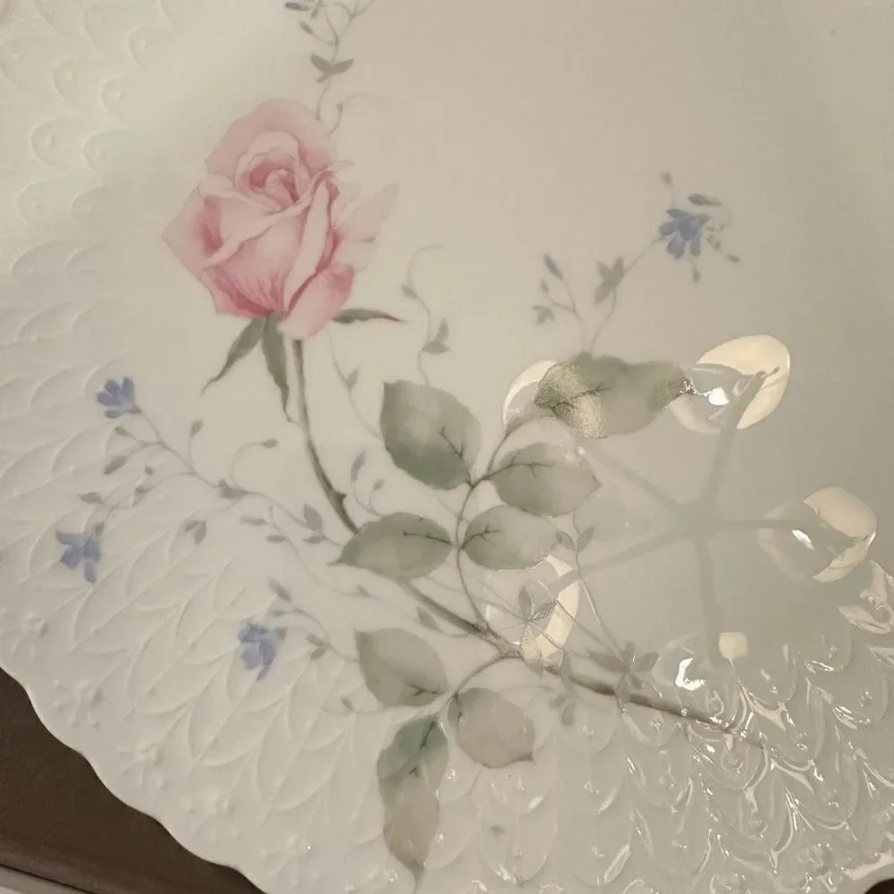 Mikasa April Rose Cake Server Plate & Slicer 1980s Vintage Bone China New‎
